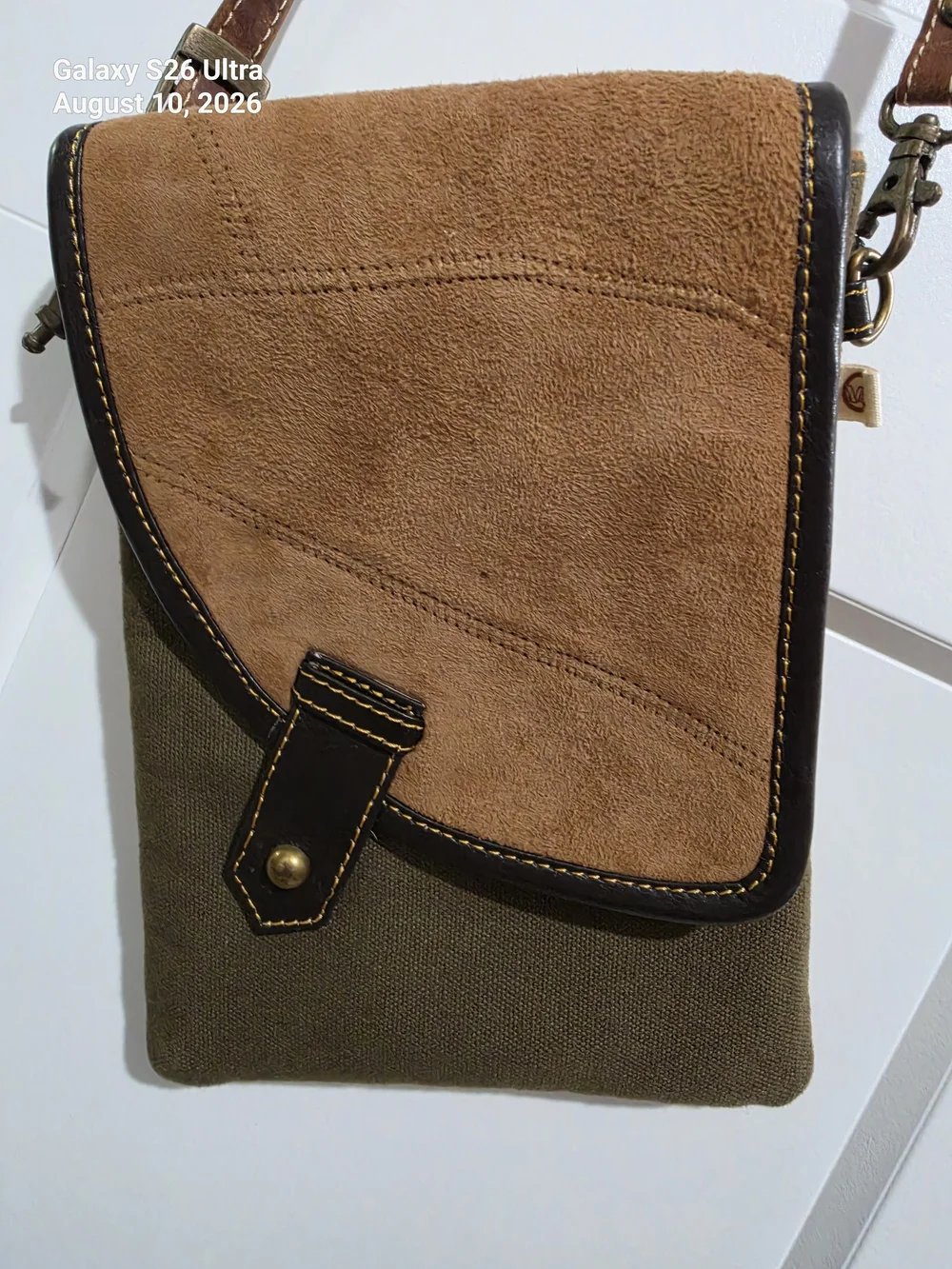 Brown and Olive Crossbody Shoulder Bag - Unbranded